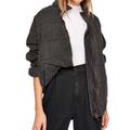 Free People Jackets & Coats | Free People Women's Quilted Dolman Sleeve Full-Zip Denim Jacket Black L $198 Nwt | Color: Black/Gray | Size: L