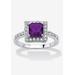 Women's Simulated Birthstone and Crystal Halo Ring in Sterling Silver by PalmBeach Jewelry in February (Size 10)