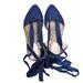 J. Crew Shoes | J Crew Pointed Toe Espadrille Ankle Tie Navy Women’s 8 Like New Condition | Color: Blue | Size: 8