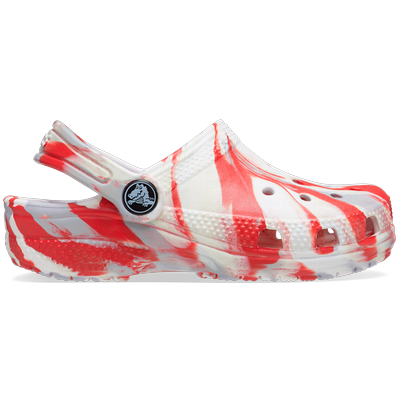 Crocs White / Flame Kids' Classic Marbled Clog Shoes Crocs White /...