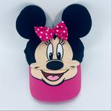 Disney Accessories | Disney Minnie Mouse 3d Ears & Bow Pink And Black Baseball Cap Hat Girls Os | Color: Black/Pink | Size: Toddler Girl Os