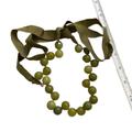 J. Crew Jewelry | J. Crew - Avocado Green Opaque Offset Bead Necklace W/ Ribbon Tie | Color: Gold/Green | Size: See Description