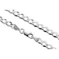 Aka Gioielli® - Women Men Rhodium Plated 925 Sterling Silver Necklace - Flat Cuban Curb Chain 4.3 mm - 26 inch