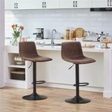 Yaheetech 2pcs Vintage Adjustable Swivel Bar Stools with Backrest