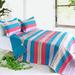 Colorful Sky 3PC Vermicelli-Quilted Striped Quilt Set (Full/Queen Size)