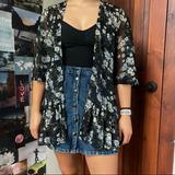 American Eagle Outfitters Tops | Black Floral Kimono | Color: Black/Blue | Size: S