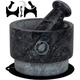 Laevo Mortar and Pestle Stone Set, 5.5" (Large) | Gray Marble | Spice Stone Grinder | 2.1 Cup Capacity | Reversible | Molcajete Mexicano | Guacamole, Pesto, Spices | Large Mortar & Pestles | Gift Set