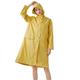 Womens Solid Yellow Rain Poncho Waterproof Raincoat With Hood And Pockets