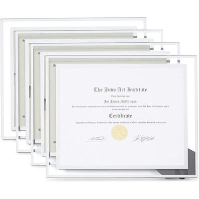 Glass Certificate Holders, Floating Frame Document Covers (11 x 8.5 in, 4 Pack)