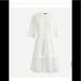 J. Crew Dresses | J.Crew Tiered Dress 3/4 Ruffle Puff Sleeve Tier White Dress Cotton Poplin Nwt | Color: White | Size: Xxs
