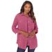 Plus Size Women's Faux Suede Big Shirt by Roaman's in Cherry Glow (Size 42 W) Button Down