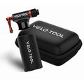 Velo-Tool™ CO2 Inflator Bike Pump – Premium, Quick & Lightweight & Adjustable Flow + Essentials Carry Case, Foam Grip - Presta & Schrader Valve Compatible – Suitable for MTB, Race/Road & BMX Bikes