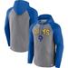 Men's Fanatics Branded Heathered Gray/Royal Los Angeles Rams By Design Raglan Pullover Hoodie