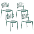 Esszimmerstühle 4er Set Grün aus Kunststoff für Innen- und Außenbereich Geeignet Moderner Stil Plastik Gartenstühle für Garten Esszimmer