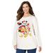 Plus Size Women's Ivory Disney Friends Long-Sleeve Crew Tee by Disney in Ivory Disney Friends (Size 5X)