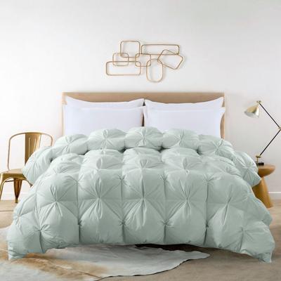 Pintuck Stitch White Duck Down Comforter by St. James Home in Green (Size FL/QUE)