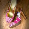Coach Shoes | *Guc*Coach Berli Poppy Patchwork/Pink Multi Platform Slingbacks - Sz 9 M, #A3279 | Color: Pink/Tan | Size: 9