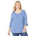 Plus Size Women's Liz&Me® Knit Henley Top by Liz&Me in French Blue (Size 3X)