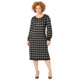 Plus Size Women's Liz&Me® Boatneck Sweater Dress by Liz&Me in Black Plaid (Size 3X)