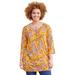 Plus Size Women's Liz&Me® Swing Tunic Top by Liz&Me in Honey Mustard Paisley Floral (Size 0X)