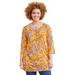 Plus Size Women's Liz&Me® Swing Tunic Top by Liz&Me in Honey Mustard Paisley Floral (Size 6X)