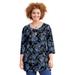 Plus Size Women's Liz&Me® Swing Tunic Top by Liz&Me in Black French Blue Paisley Floral (Size 3X)