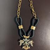 J. Crew Jewelry | J.Crew Corded Gold Tone Crystal Necklace | Color: Black/Gold | Size: Os