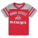 Girls Toddler Colosseum Scarlet/Heathered Gray Ohio State Buckeyes Piecrust Promise Striped V-Neck T-Shirt
