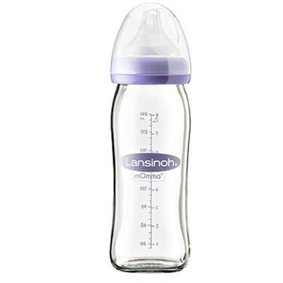 Lansinoh mOmma Glas Babyflasche 240ml mit Natural Wave Silikonsauger M 2x1 St Flaschen Image