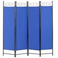 Winston Porter Aithan 65" W x 68" H 4 - Panel Folding Room Divider Plastic/Acrylic/ in Blue | 68 H x 65 W x 3 D in | Wayfair