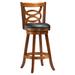 38" x 35" x 84" Oak Black Solid Wood Foam Veneer Leather Look 2pcs Swivel Barstools - 38" x 35" x 84"