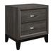 Bedroom Nightstand with 2 Drawers in Gray Finish