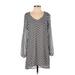 Brigitte Bailey Casual Dress - Shift: Blue Chevron/Herringbone Dresses - Women's Size Small