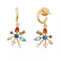 Kate Spade Jewelry | Kate Spade Firework Flower Charm Huggie Hoop Earrings Mixed Cubic Zirconia | Color: Gold/Red | Size: Os