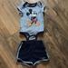 Disney Matching Sets | Disney Mickey Mouse Grey And Blue Onesie Short Set | Color: Blue/Gray | Size: 12mb