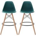 Corrigan Studio® Set Of 2 25" Seat Wood Eiffel Legs Modern Armless Barstool Wood/Plastic/Acrylic in Blue | 41 H x 20 W x 21 D in | Wayfair