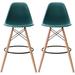 Corrigan Studio® Set Of 2 25" Seat Wood Eiffel Legs Modern Armless Barstool Wood/Plastic/Acrylic in Blue | 41 H x 20 W x 21 D in | Wayfair