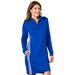 Vevo Active Women's Long-Sleeved Track Dress (Size 3X) Cobalt/White, Cotton,Polyester