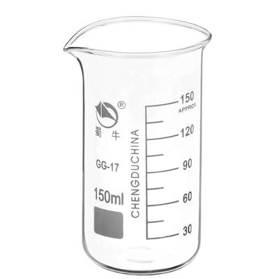 150ml Tall Form Glass Beaker, 3.3 Borosilicate Lab Measuring Cups - Clear