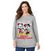 Plus Size Women's Disney Long-Sleeve Fleece Sweatshirt Xmas Heather Grey Mickey Minnie by Disney in Heather Grey Mickey Minnie (Size L)