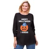 Plus Size Women's Disney Women's Long Sleeve Crew Tee Halloween Black Eeyore by Disney in Black Eeyore (Size M)