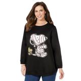 Plus Size Women's Peanuts Long-Sleeve Fleece Sweatshirt Black Mummy Snoopy by Peanuts in Black Mummy Snoopy (Size 4X)