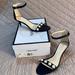 Nine West Shoes | Nine West Lipstick Ankle Strap. Black Satin With Black Patent Heels. Size 9.5 | Color: Black/Cream | Size: 9.5