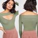 Free People Tops | Intimately Free People Women’s M/L Find Me Cutout Green Ribbed Fitted Top | Color: Green | Size: Mj