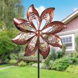 Exhart Double Pinwheel Kinetic Spinner Stake, 18 by 70 Inches Metal | 69.5 H x 18 W x 5 D in | Wayfair 73083-RS