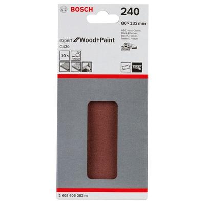 Schleifpapier C430 80x133 mm, Körnung: K240 Körnung, Packungsinhalt: 10 Stück - Bosch