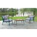 Corrigan Studio® Ibon Rectangular 2 - Person Aluminum Bistro Set w/ Cushions Wood/Metal in Blue/Brown | 36 W x 19.63 D in | Outdoor Furniture | Wayfair