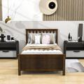 Harriet Bee Twin Size Wood Platform Bed Frame w/ Headboard in Brown | 36 H x 43 W x 79 D in | Wayfair DF455080A6424E51BE1F88CEF6F5AD93