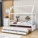 Gracie Oaks Twin Size 3 Drawers House Platform Bed w/ Trundle Wood in White | 80 H x 41 W x 79 D in | Wayfair D75A4D2F846545468E28D43E41B4C18D