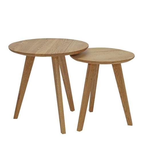 Tisch Set Massivholz aus Wildeiche runder Tischplatte (zweiteilig)